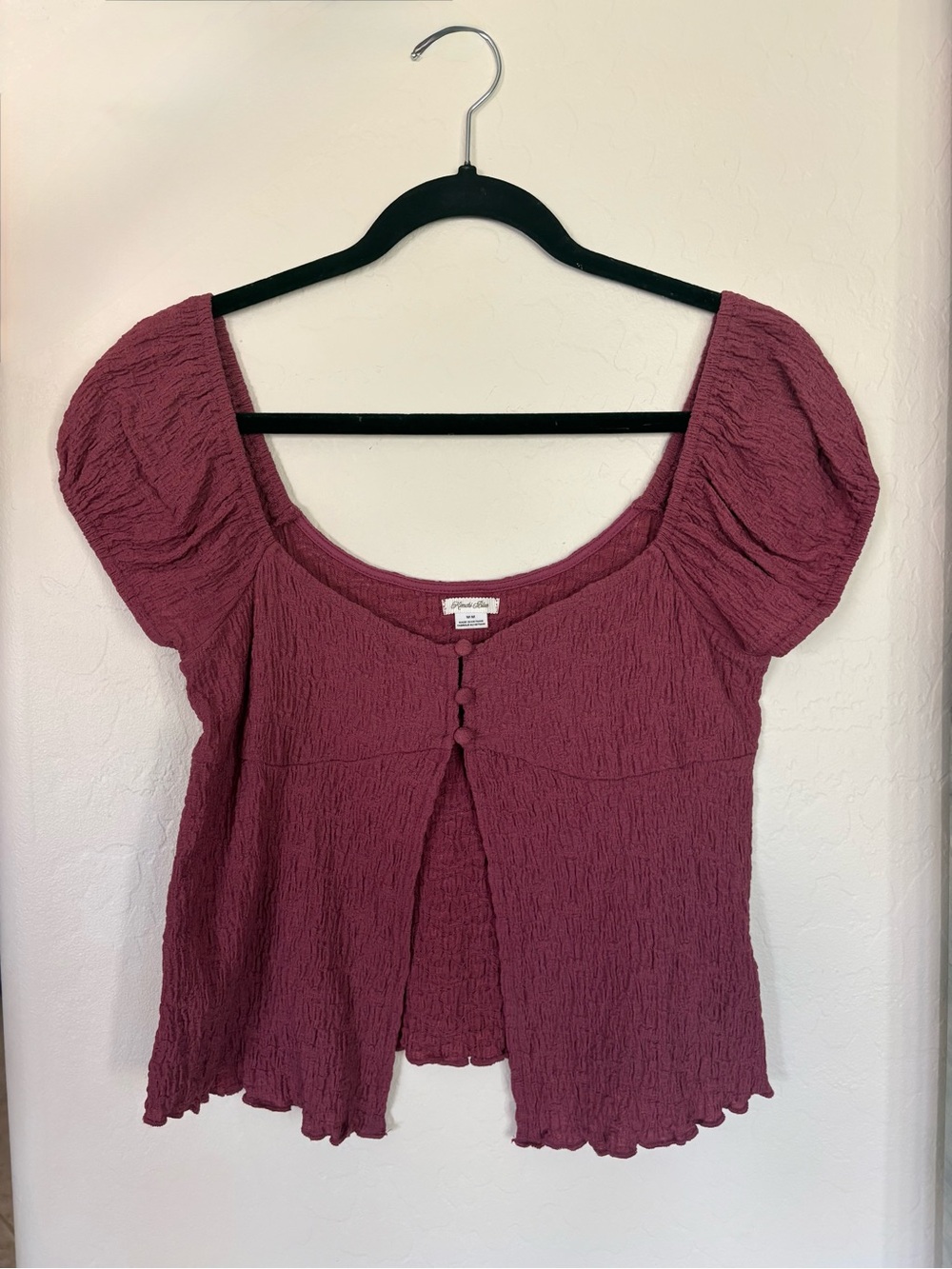 Kimchi Blue Mauve Pink Ruched Ribbed Crop Top